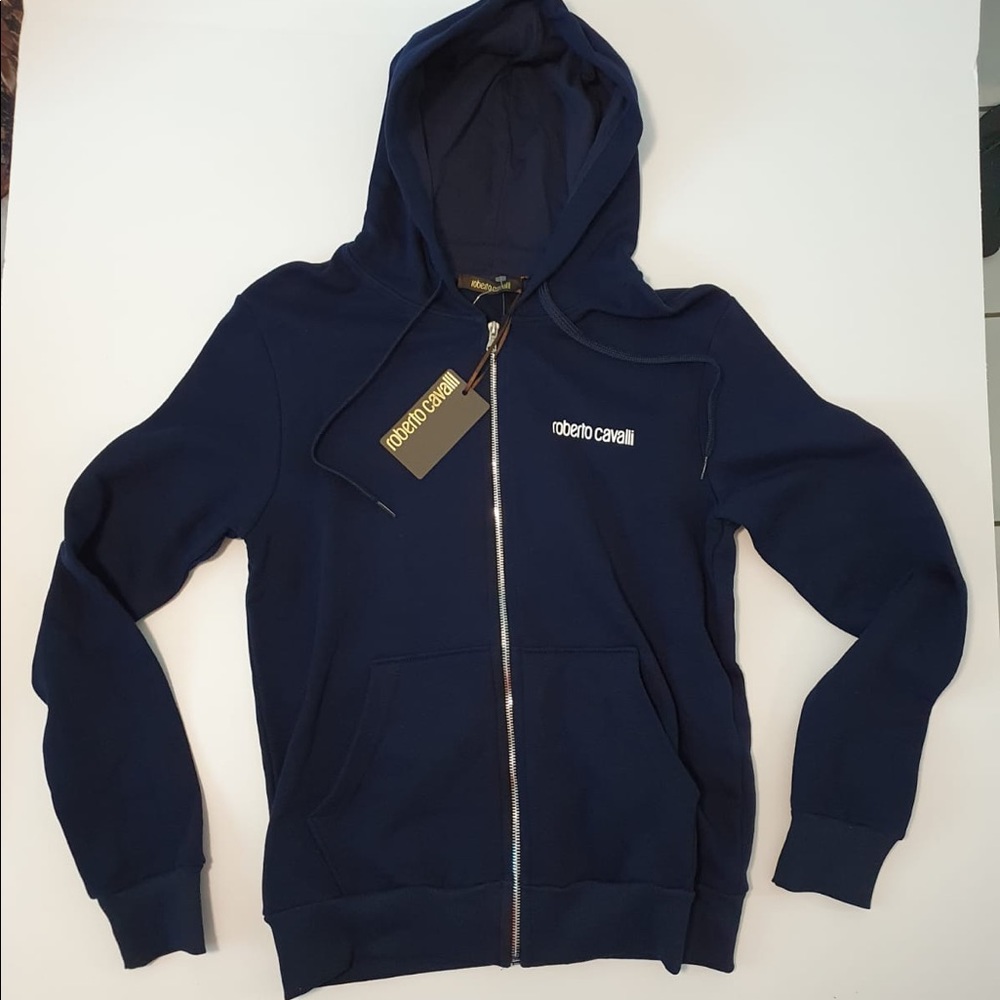 Roberto Cavalli Hoodie Men's Blue Sz Small NEW